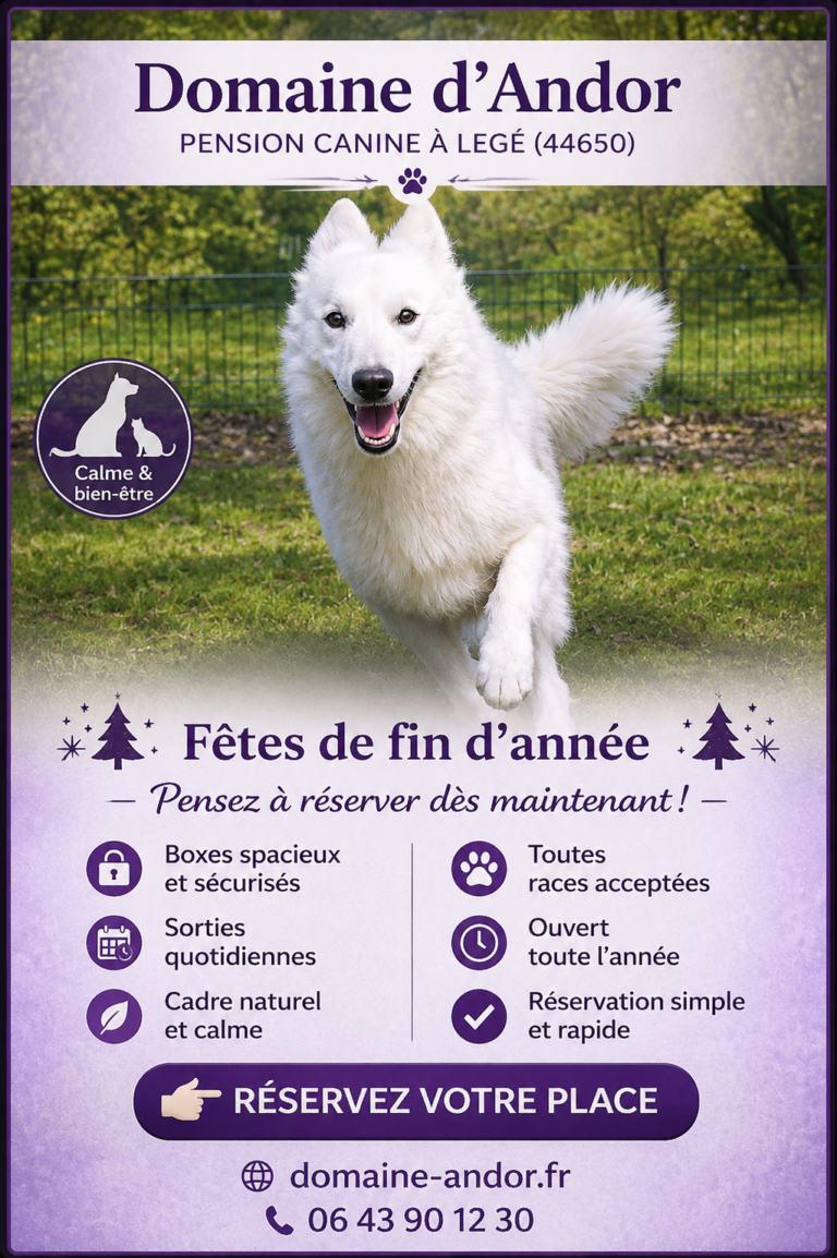 Pension canine Domaine d'Andor à Legé – Réservation en ligne pour les fêtes de fin d'année